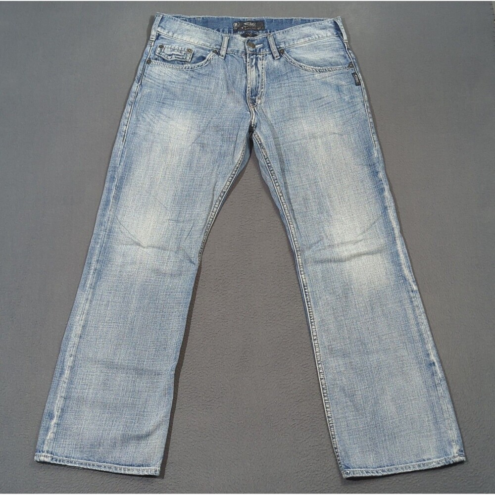 Silver Jeans Men's 36x34 Fits 36x32 Blue Zac Relaxed Fit Straight Leg Denim